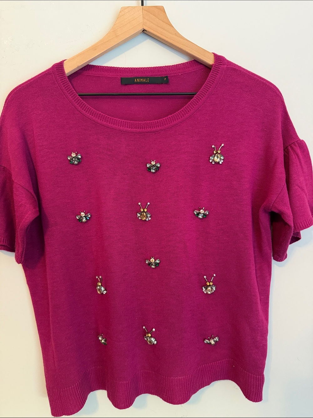 Jeweled Bees On Crewneck Sweater